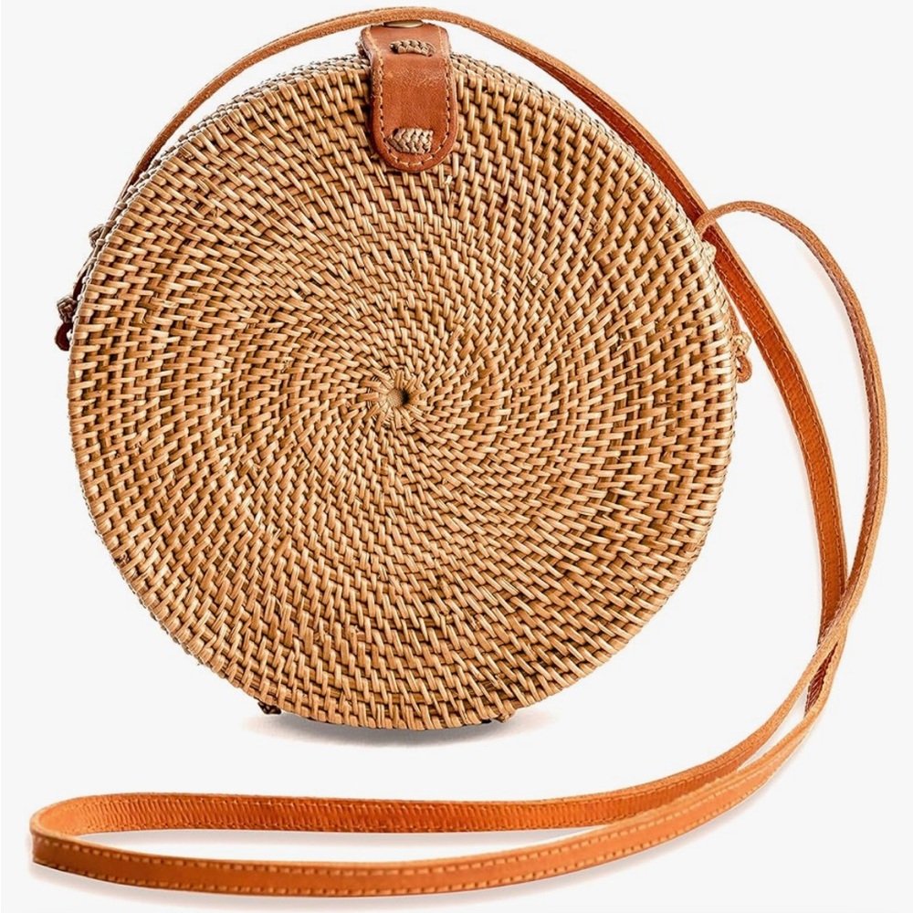 Handmade Round Rattan Bali Bag Crossbody - NWOT - Never been worn